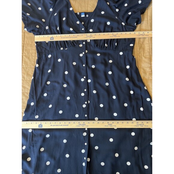 Old Navy Blue Baby Doll Polka Dot Flutter Sleeve Midi Dress XXL - Picture 5 of 6